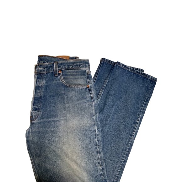 Vintage Levis 501 Mens Jeans 36x36 Button Fly Classic Blue Distressed Denim - Picture 4 of 5